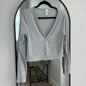 Crop henley long sleeve shirt